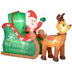 Decorațiune gonflabilă cu LED – Moș Crăciun cu sanie și reni č.2
