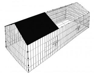 Padoc metalic pentru iepuri, cobai și alte rozătoare 180 x 75 x 75 cm | acoperiș negru č.2