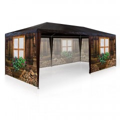 Pavilion de petrecere în grădină 6 x 3 m cu 6 pereți laterali | Styl Cabana de munte č.3