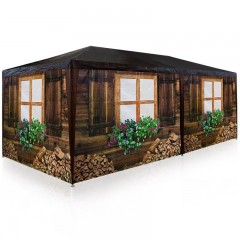 Pavilion de petrecere în grădină 6 x 3 m cu 6 pereți laterali | Styl Cabana de munte č.1