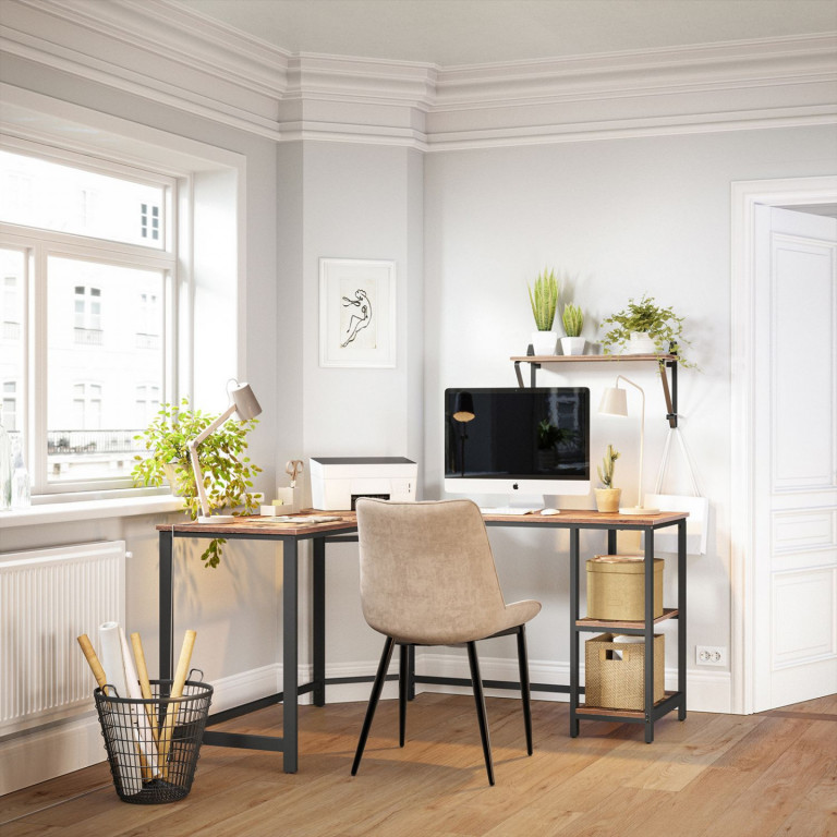 Rohový počítačový stůl 138 x 138 x 75 cm | rustikální