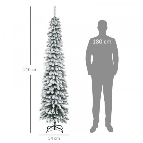 Brad cu zăpadă artificială 210 cm | verde + alb č.4