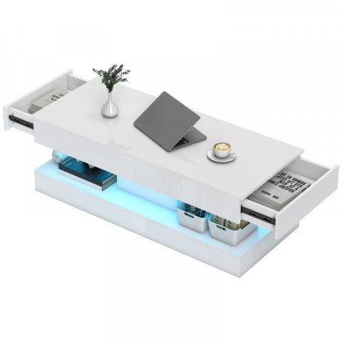 Măsuță de cafea cu iluminare LED în 12 culori, 120 x 50 x 42 cm | alb č.4