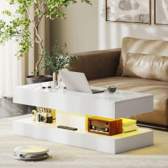 Măsuță de cafea cu iluminare LED în 12 culori, 120 x 50 x 42 cm | alb č.2