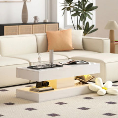 Măsuță de cafea cu iluminare LED în 12 culori, 120 x 50 x 42 cm | alb č.3