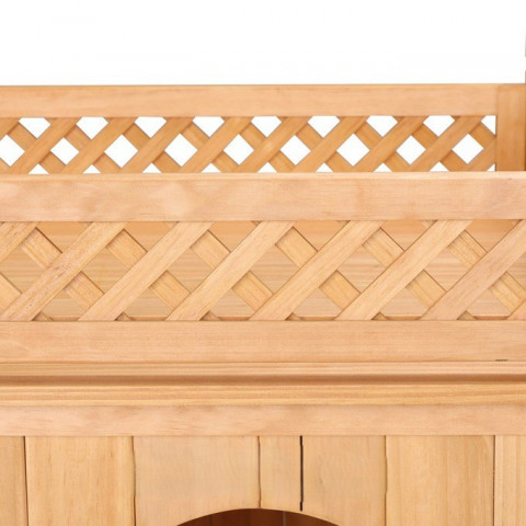 Cușcă pentru câini, din lemn, cu balcon și trepte č.5