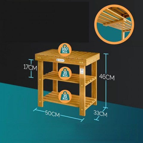 Pantofar 2 în 1 din lemn de acacia 50 × 33 × 46 cm č.3