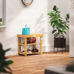 Pantofar 2 în 1 din lemn de acacia 50 × 33 × 46 cm č.1