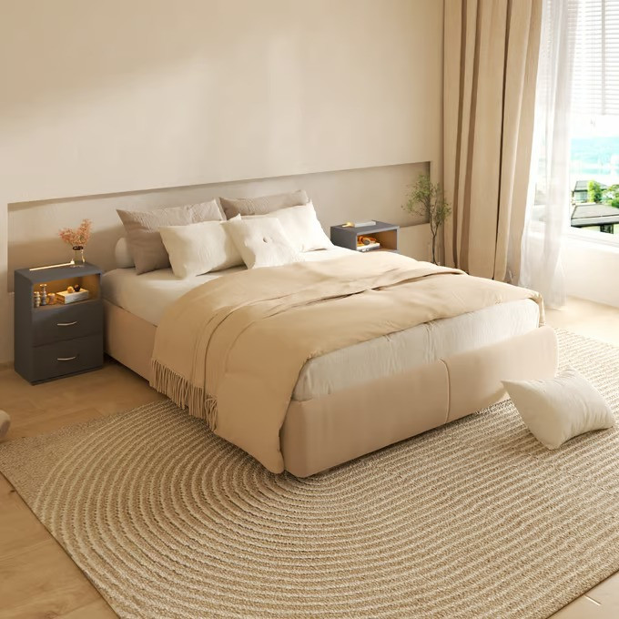 Noptieră Jamie, set 2 buc., 55 x 40 x 28 cm | antracit