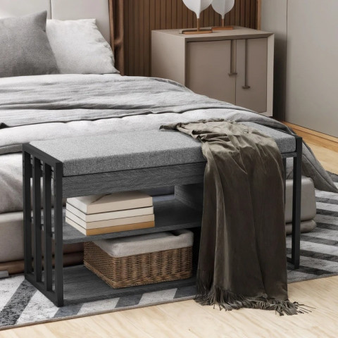 Pantofar cu șezut tapițat 86 × 30 × 45,4 cm | gri č.4