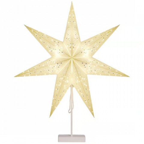 Stea decorativă LED din hârtie cu sclipici alb | albă č.6