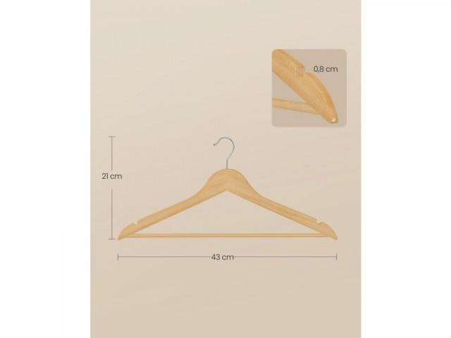 Dřevěná ramínka balení 30 ks | přírodní č.3