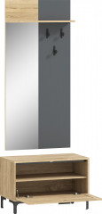 Set cuier pentru hol cu oglindă 60 × 13,5 × 127,5 cm | natural č.1