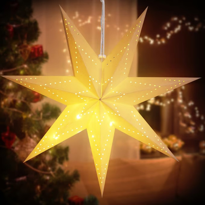 Stea decorativă LED din hârtie Ø60 cm | crem