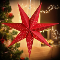 Stea decorativă LED din hârtie Ø60 cm | roșie č.3