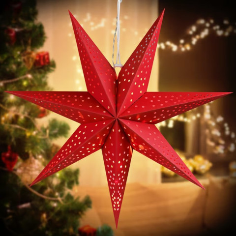 Stea decorativă LED din hârtie Ø60 cm | roșie č.3