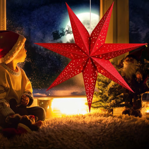 Stea decorativă LED din hârtie Ø60 cm | roșie č.4