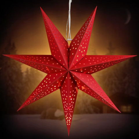 Stea decorativă LED din hârtie Ø60 cm | roșie č.6
