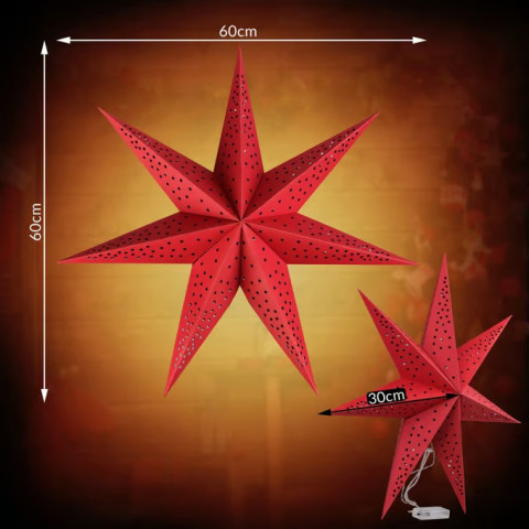Stea decorativă LED din hârtie Ø60 cm | roșie č.7