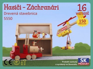 Set de joacă, din lemn, Pompieri Moy Toy