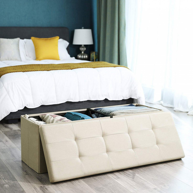 Skládací lavice s úložným prostorem 110 x 38 x 38 cm | béžová