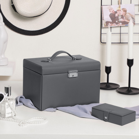 Přenosná šperkovnice 26 x 17 x 18 cm | šedá č.4