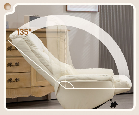 Fotoliu relaxant cu taburet 71 x 84 x 102 cm | crem alb č.5