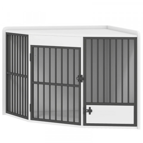 Cușcă de colț pentru câini 113 x 80 x 64 cm | alb č.4