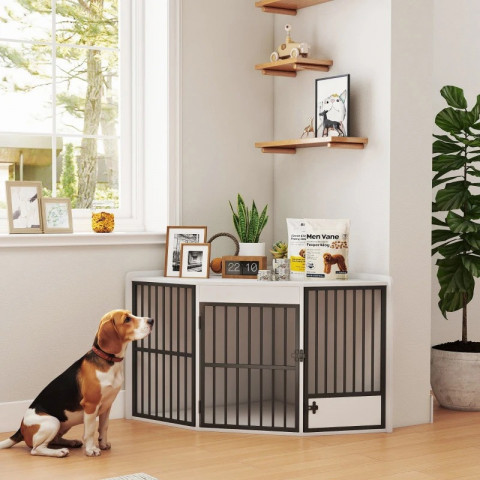 Cușcă de colț pentru câini 113 x 80 x 64 cm | alb č.5