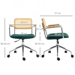 Scaun de birou cu aspect rattan 57 x 57 x 80-88 cm | verde č.3