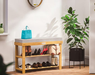 Pantofar din lemn de acacia 90 × 30 × 48 cm č.1