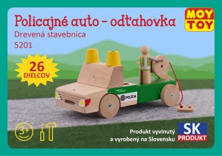 Set de joacă, din lemn, Mașina poliției - de tractare Moy Toy č.1
