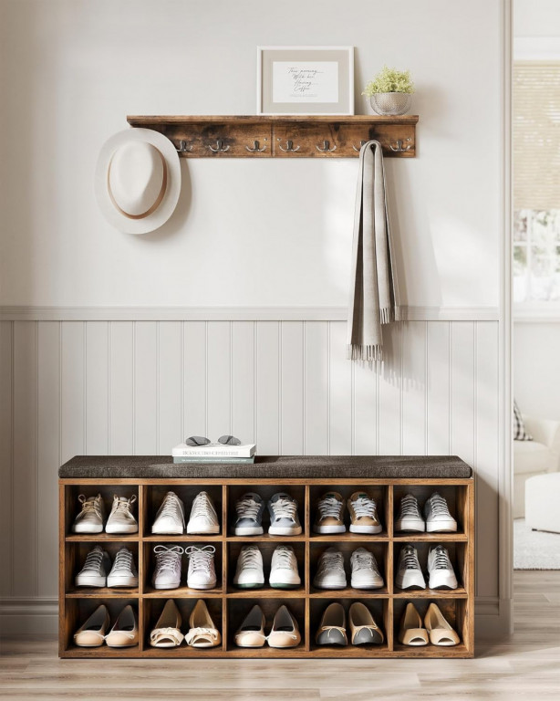 Botník s lavicí 30 x 105 x 48cm | rustikálně hnědý