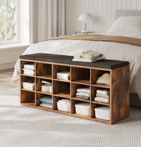 Botník s lavicí 30 x 105 x 48cm | rustikálně hnědý č.2