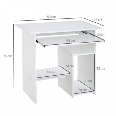 Birou de calculator 80 x 45 x 73,5 cm | alb č.2