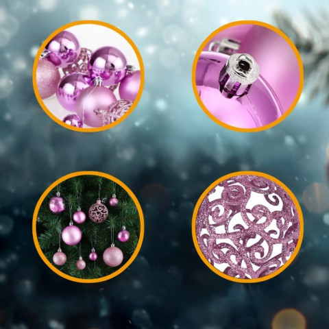 Set decorațiuni de Crăciun 100 piese | roz č.2