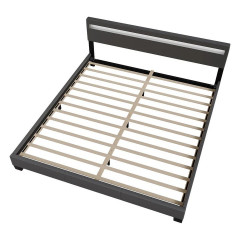 Pat tapițat Paris cu iluminare LED 160 x 200 cm | gri închis č.3