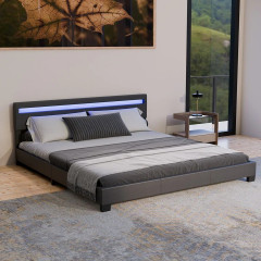 Pat tapițat Paris cu iluminare LED 180 x 200 cm | negru č.1