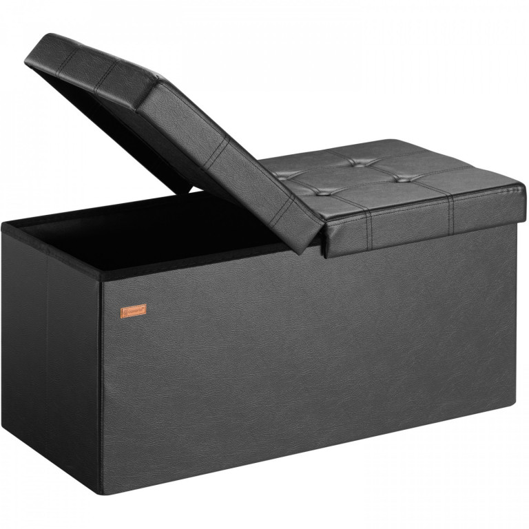 Bancă tapițată cu spațiu de depozitare 80 x 40 x 40 cm | negru