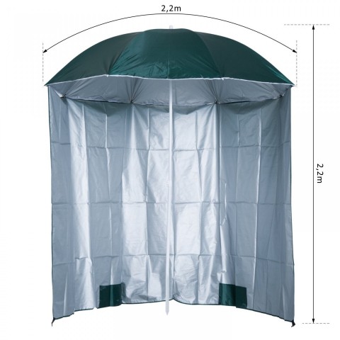 Umbrelă de plajă 2 în 1, 220 x 220 cm cu pereți laterali | verde č.4