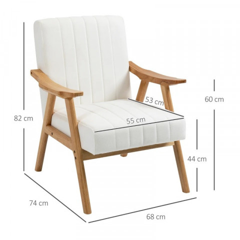 Fotoliu tapițat în aspect catifea 68x74x82 cm | crem č.4