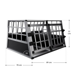 Cușcă de transport câini, din aluminiu, pentru mașină 65 x 91 x 69 cm č.2