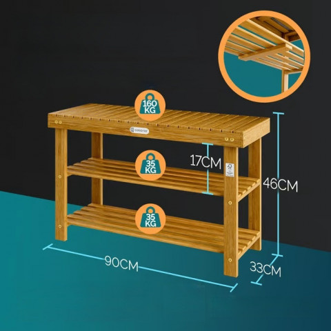 Pantofar din lemn de acacia 90 × 32 × 46 cm č.4