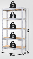 Set 2 rafturi metalice galvanizate 170 x 75 x 30 cm č.2