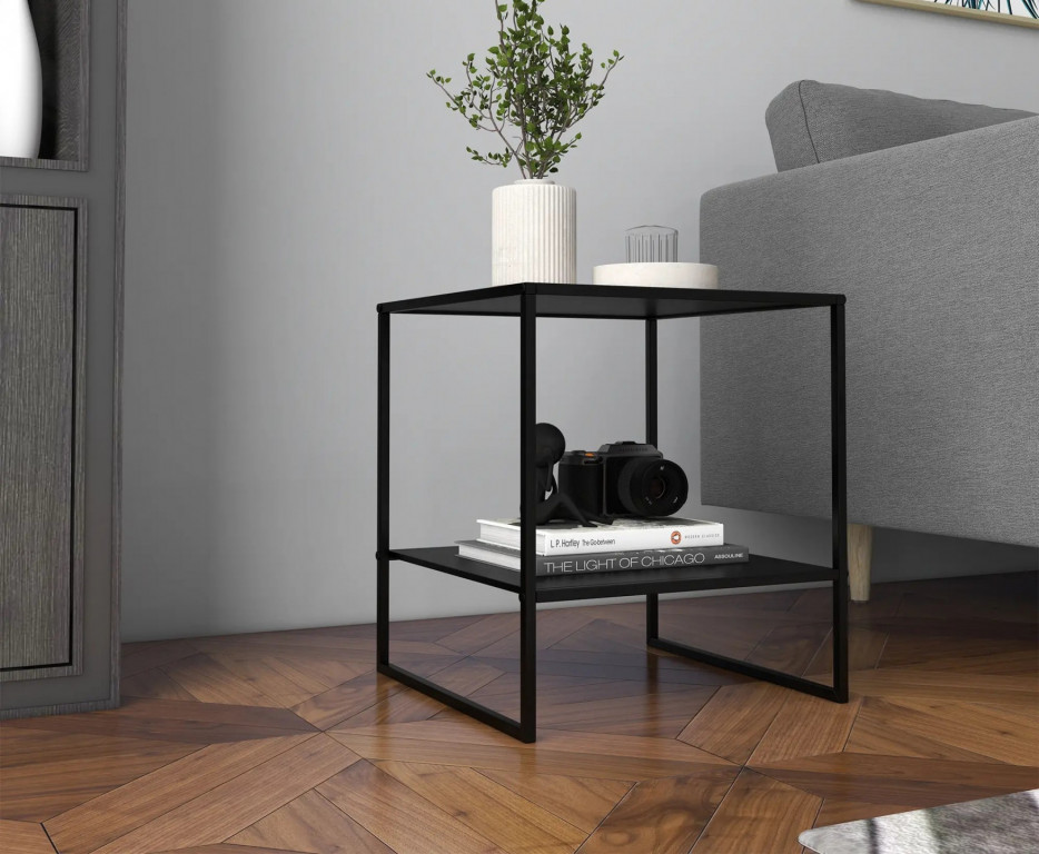 Masă pliabilă cu raft 40 x 40 x 45 cm | negru