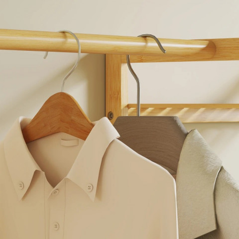 Cuier pentru paltoane cu 10 cârlige și bancă tapițată | natural č.4