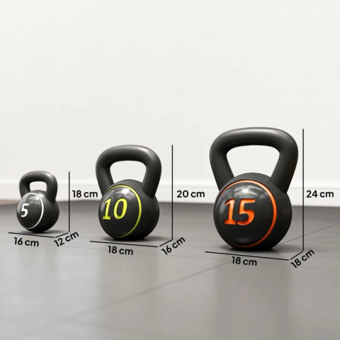 Set 3 greutăți cu formă de minge | negru č.3