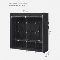 Plátěná šatní skříň 45 x 170 x 167 cm | Černá č.2