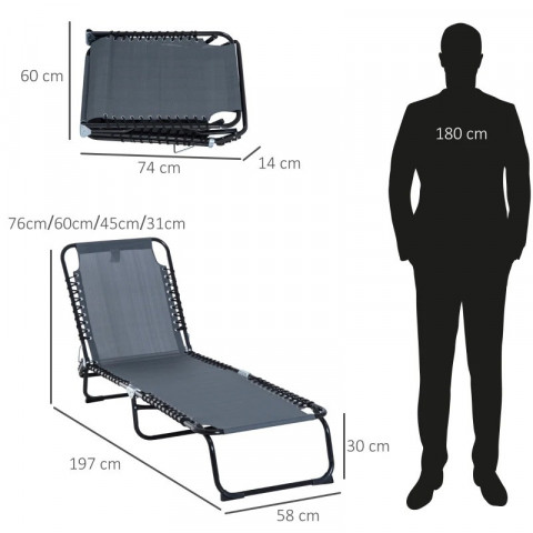 Șezlong de grădină pliabil 197 x 58 x 30 cm | gri č.3