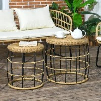 2 mese din rattan | khaki
